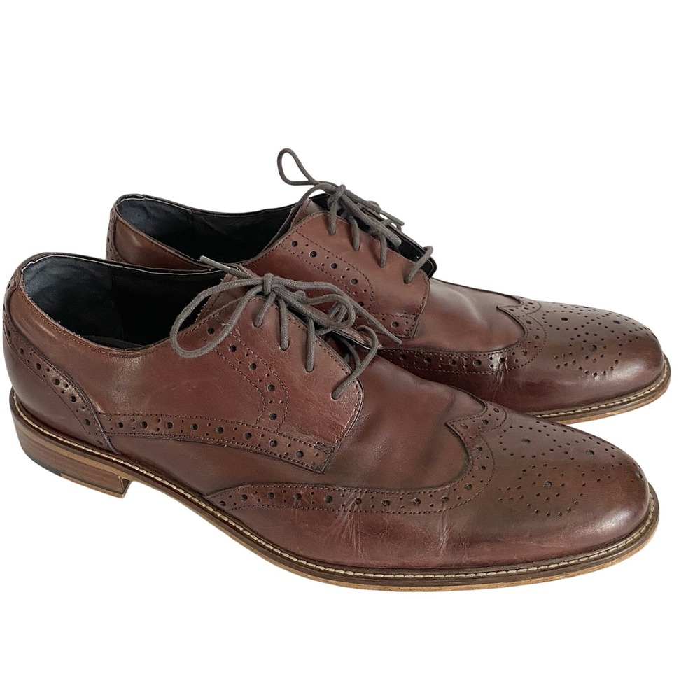 Joseph Abboud Dress Shoes Mens 13 Brown Good Wingtip Brogue Leather Derby